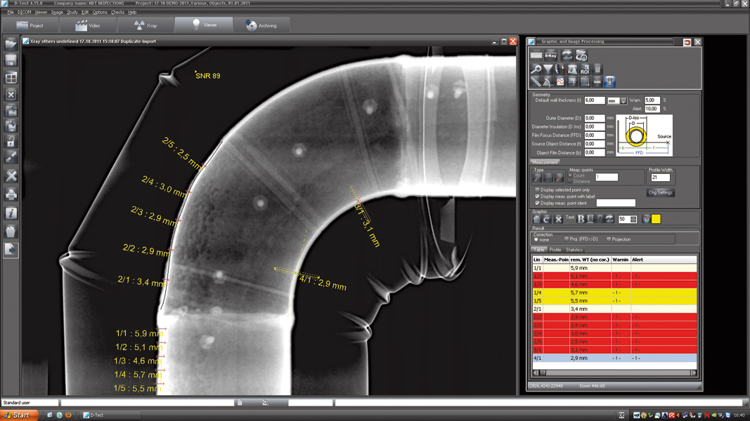 DTect NDTSoftware DICONDE compliant BSR Wall thickness