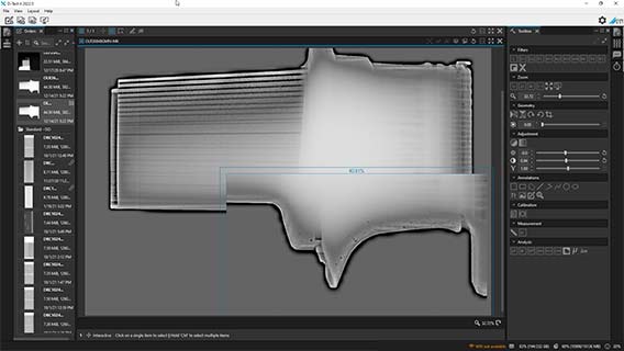 X-ray image of a turbine blade